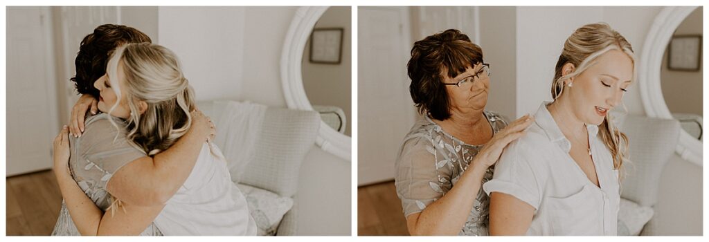 Bride hugging grandma
