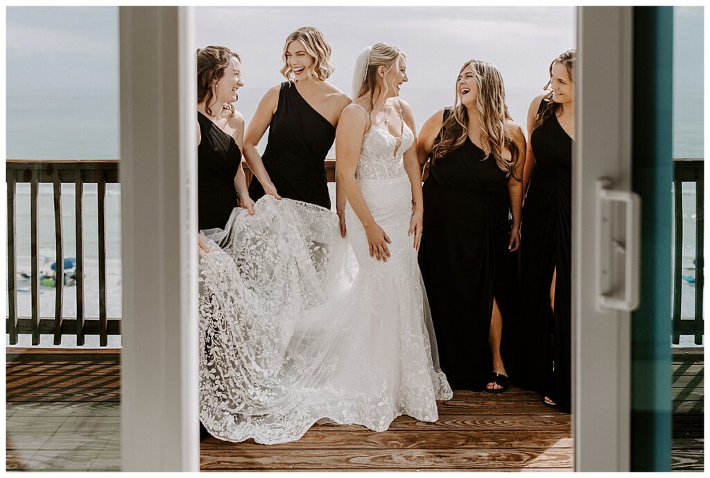 bride with bridesmaids