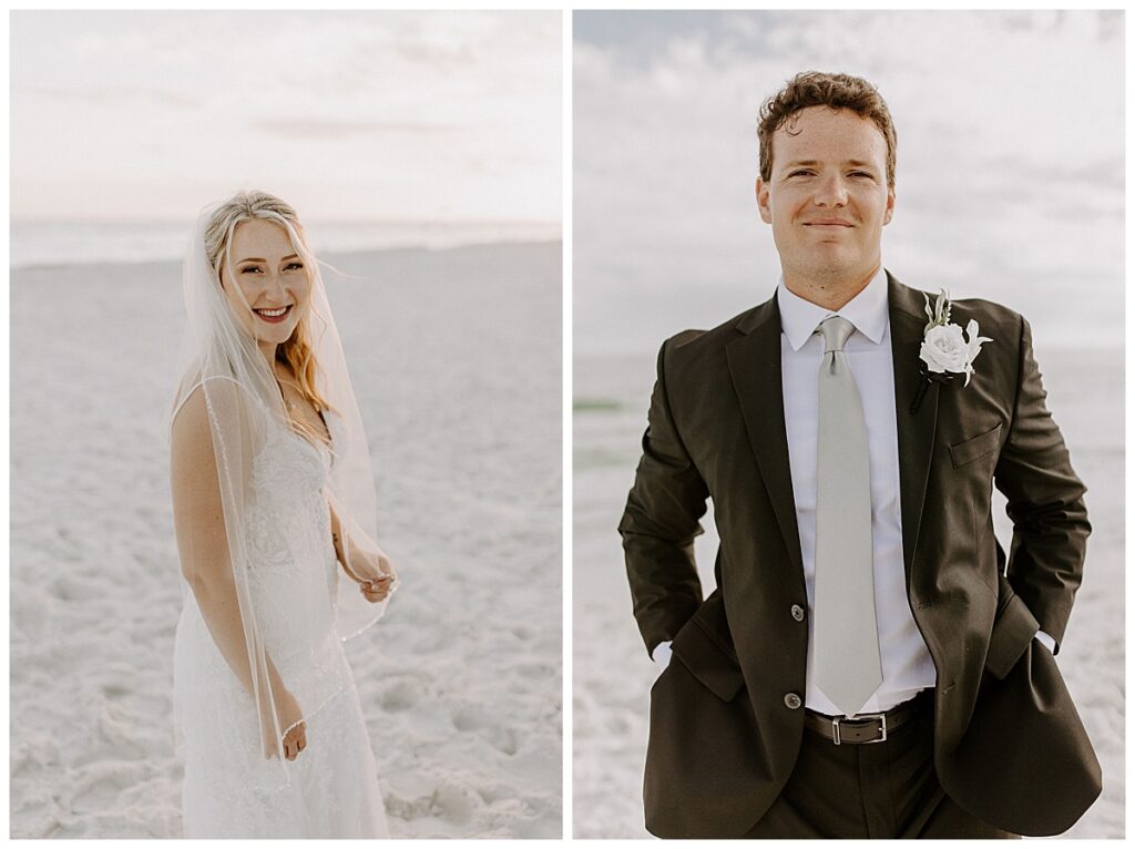bride and groom formal portraits