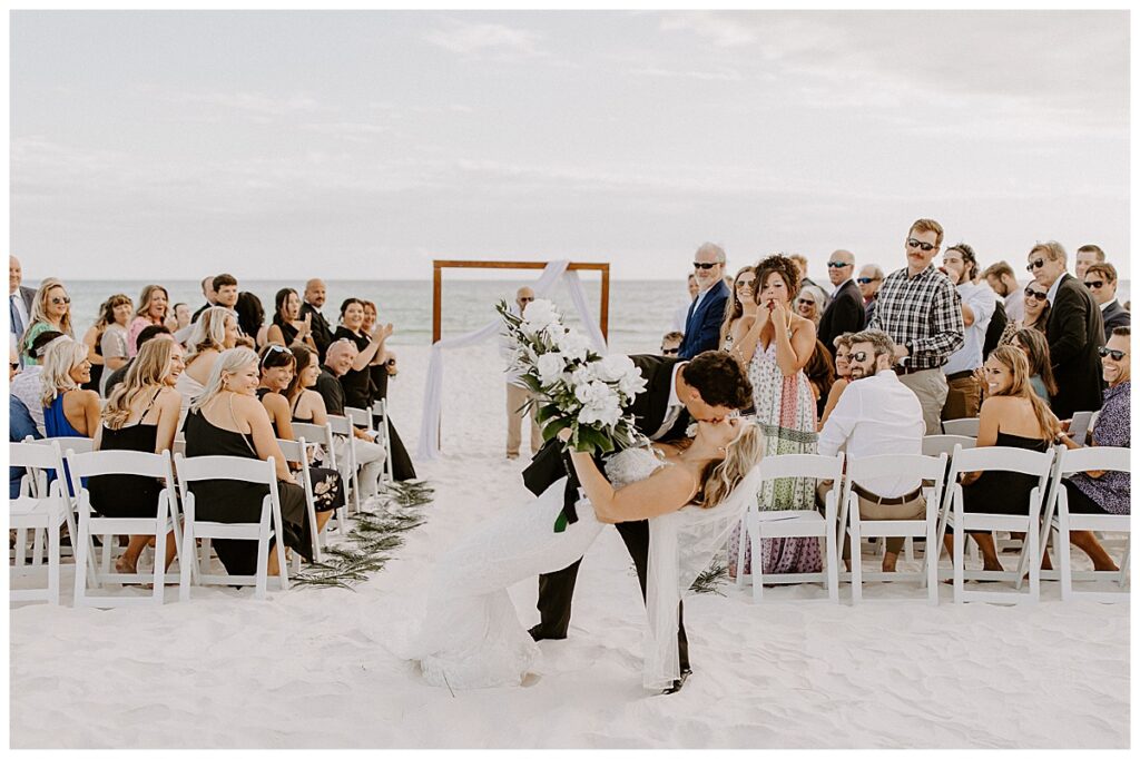 bride and groom kissing