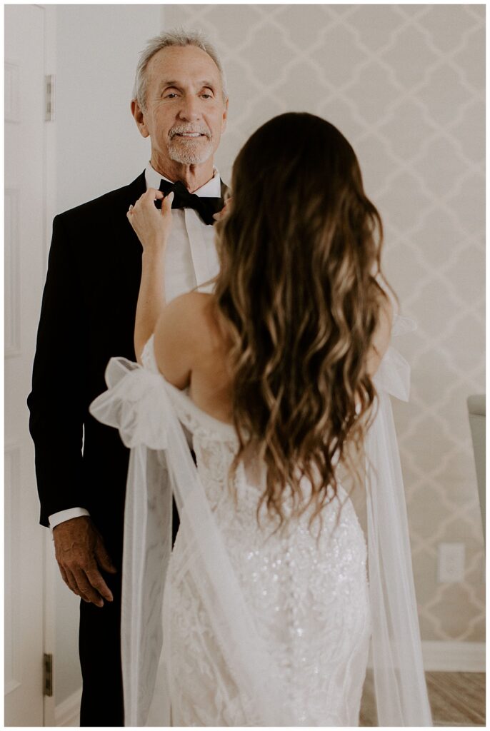 bride tying dads bow