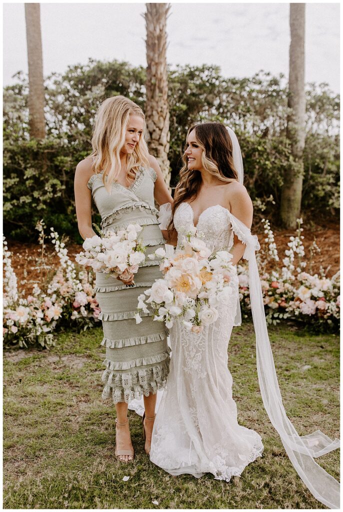 bride and bridesmaid
