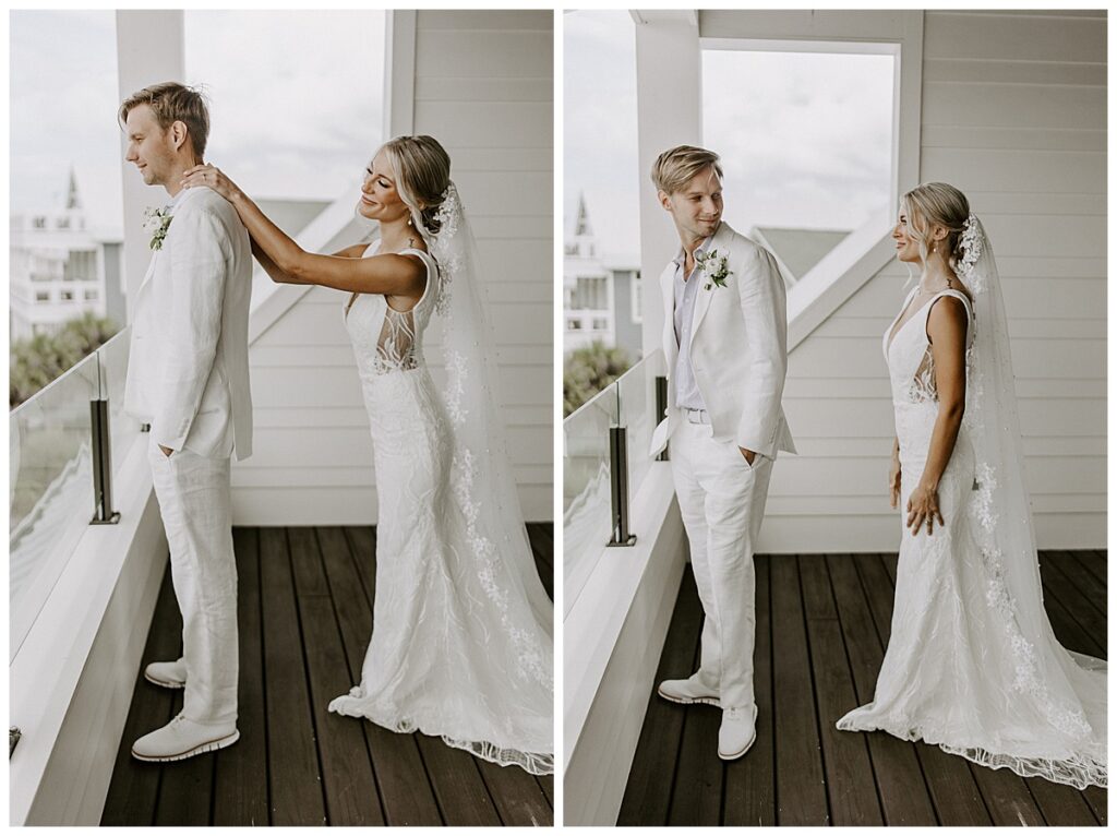 first look with bride and groom