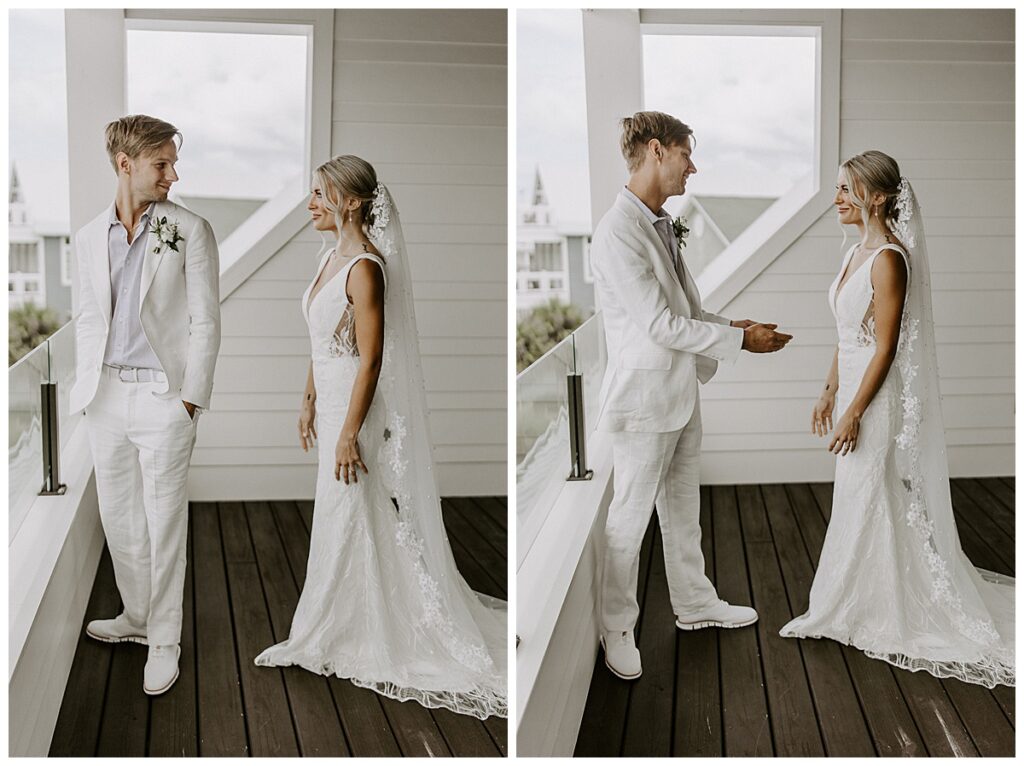 first look with bride and groom