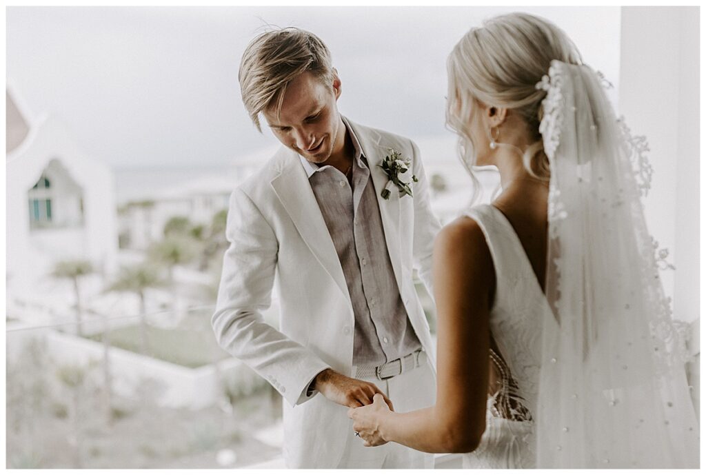 first look with bride and groom