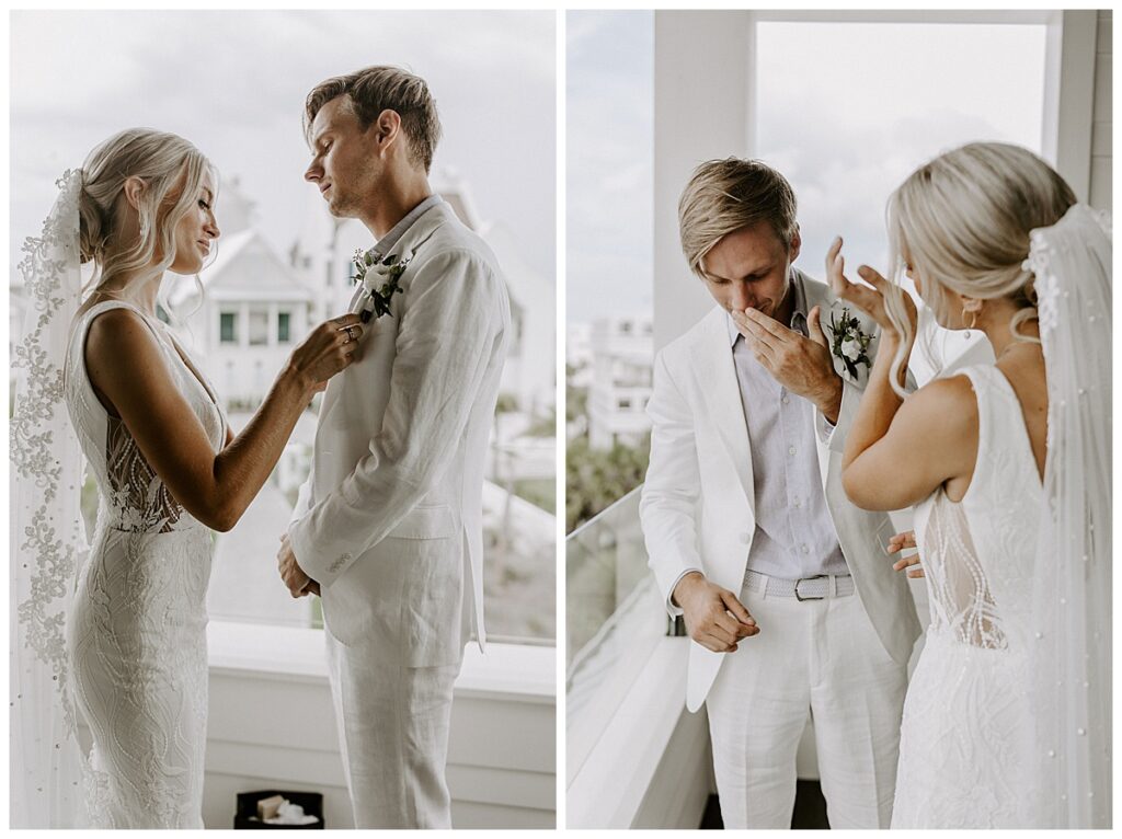 first look with bride and groom