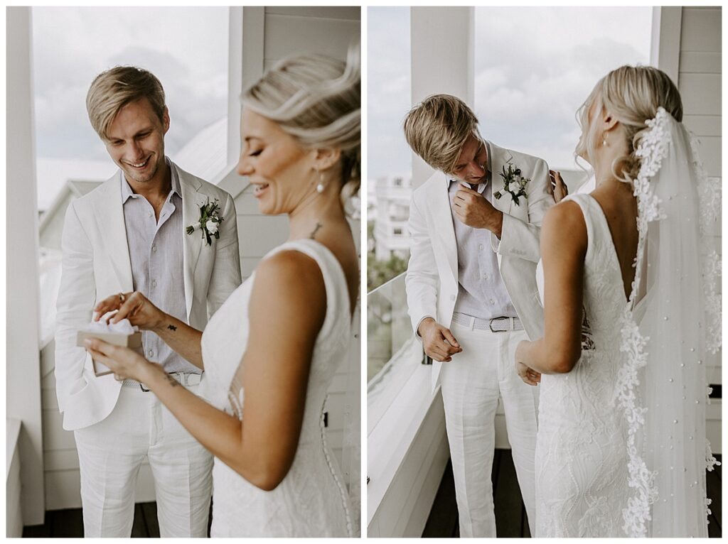 first look with bride and groom