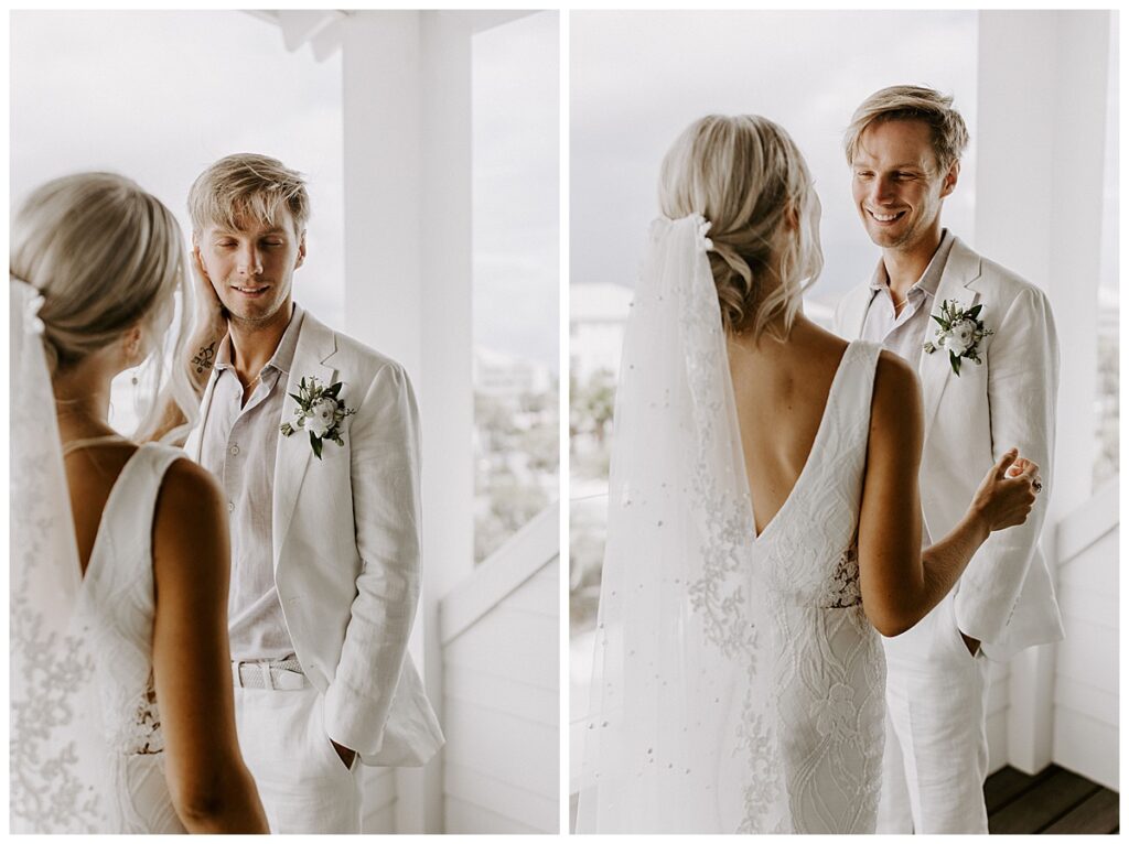 first look with bride and groom