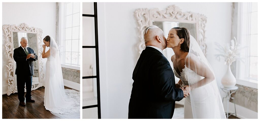 Bride kissing fathers cheek