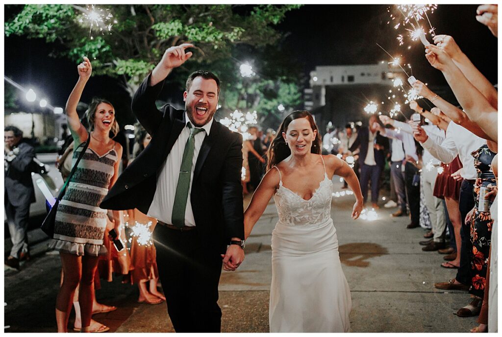 Bride and groom grand exit