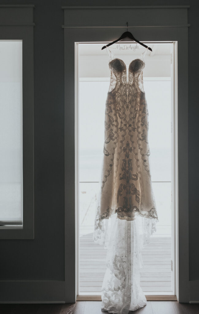Wedding dress hanging
