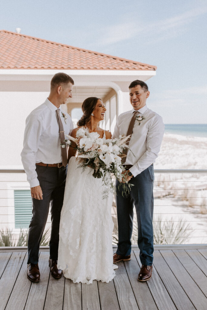 bride with groomsmen