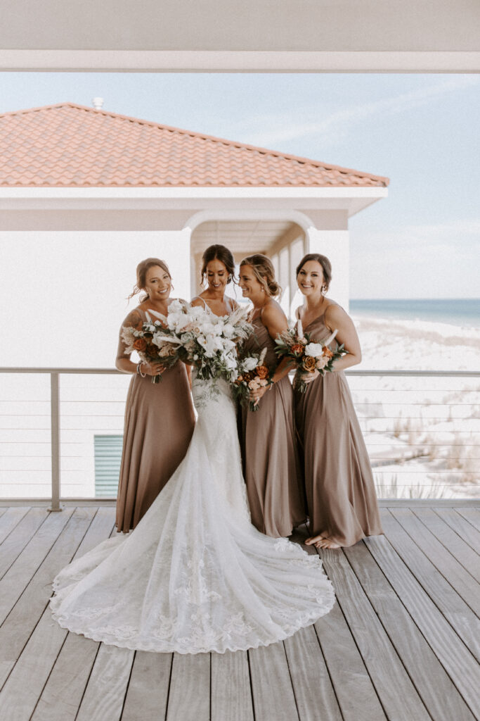 bride with bridesmaids