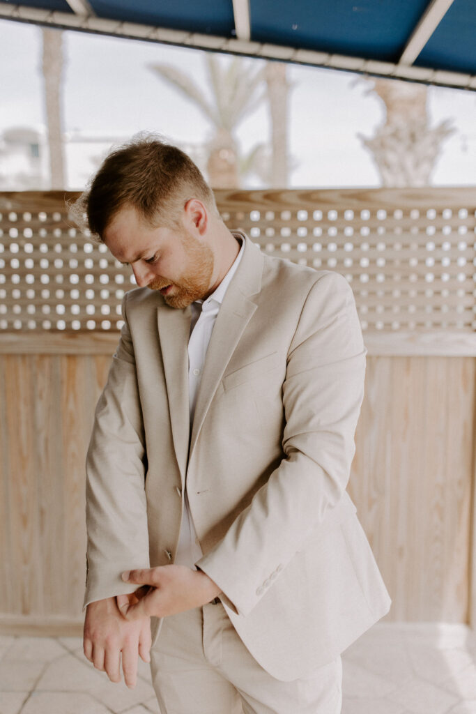Groom getting ready