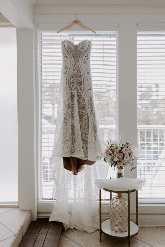 Wedding dress hanging