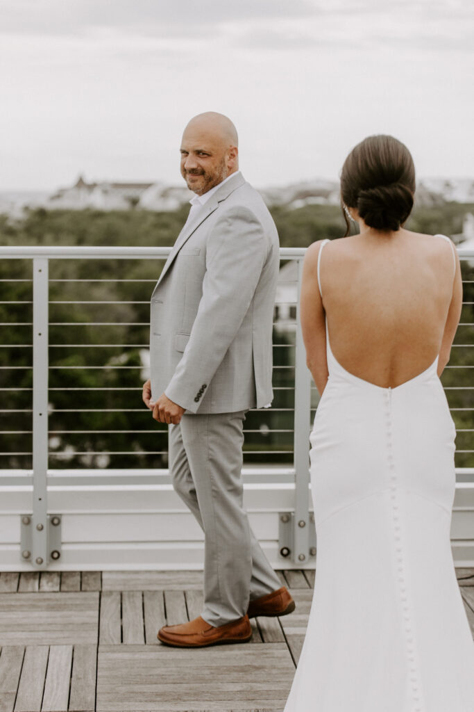 first look with bride and dad