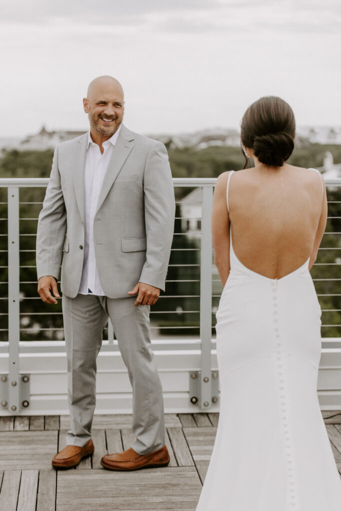 first look with bride and dad