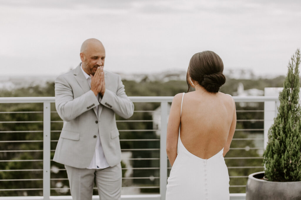 first look with bride and dad