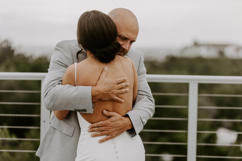 first look with bride and dad
