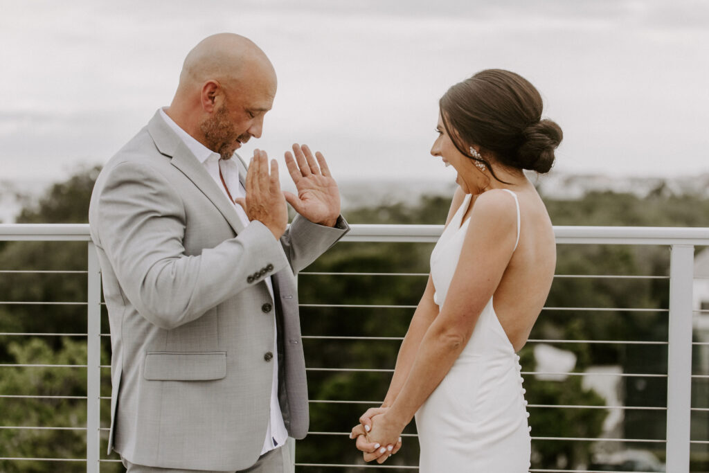 first look with bride and dad