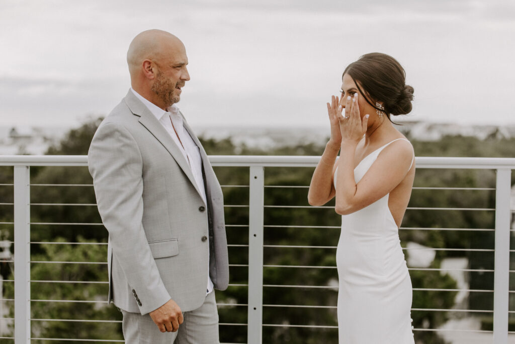 first look with bride and dad