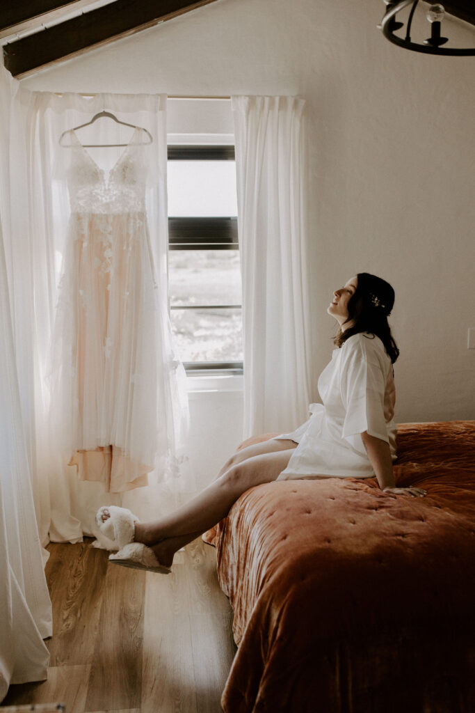 Bride relaxing on her wedding day