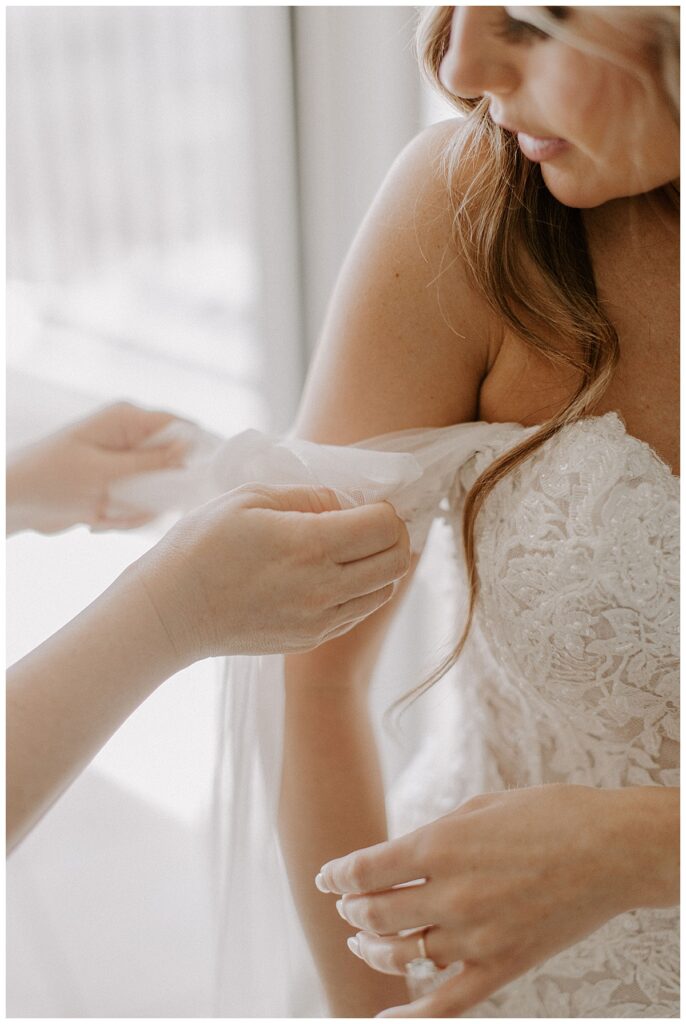 closeup of bride's sleeve