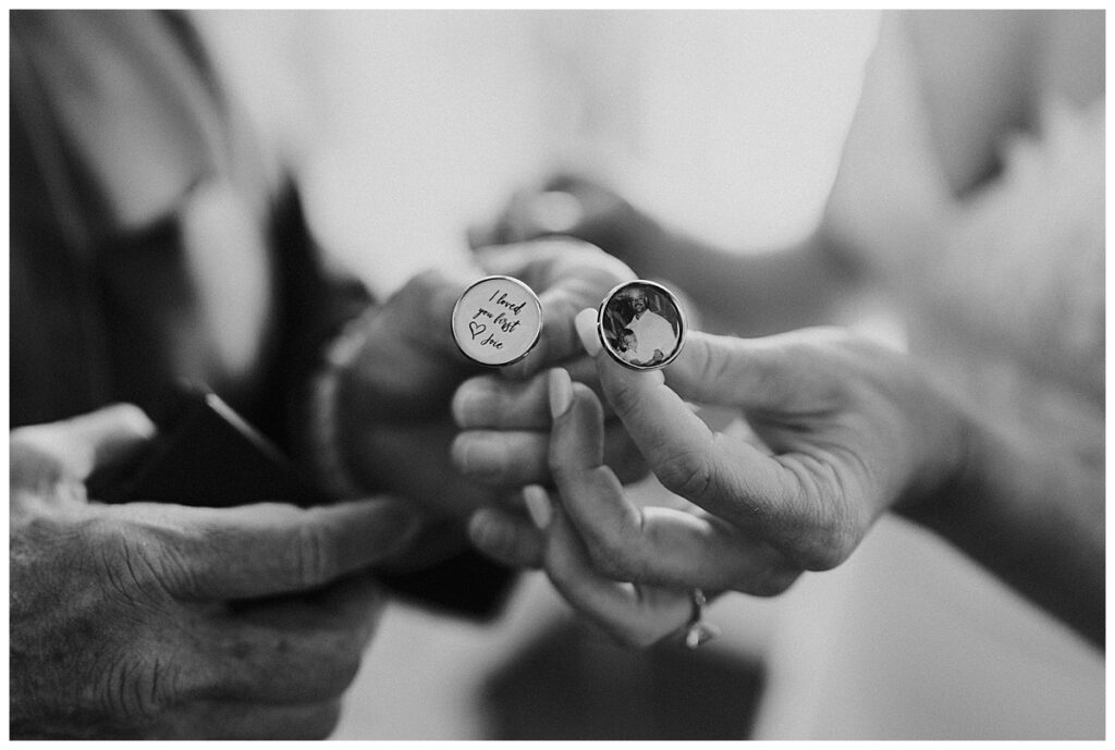 Bride giving father cuff links