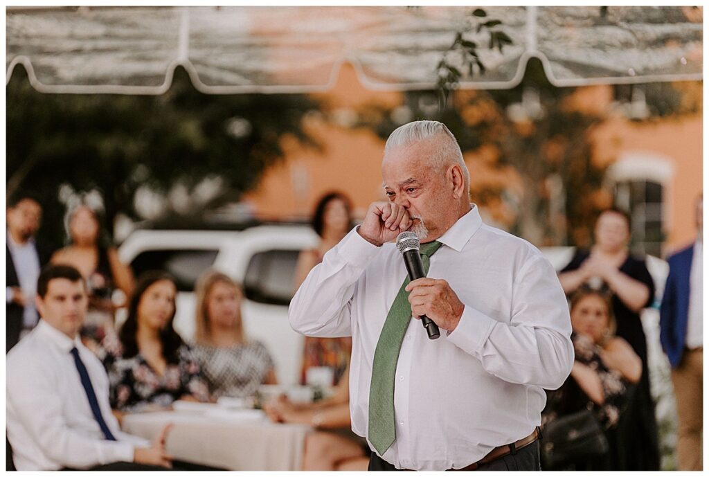 Father of bride crying during speech