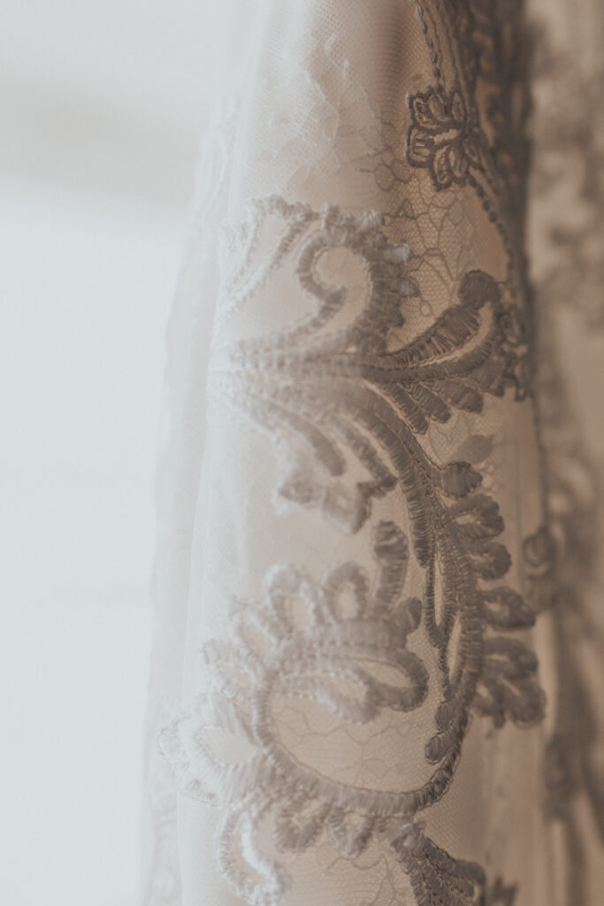 Closeup of wedding dress fabric