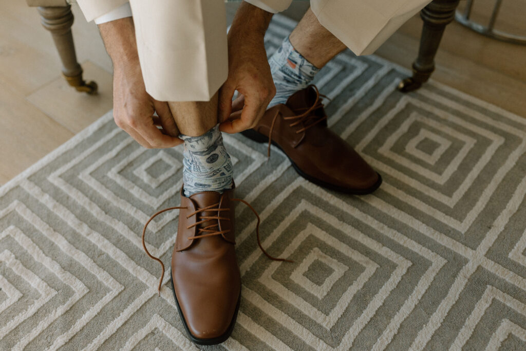 Closeup of groom's shoes