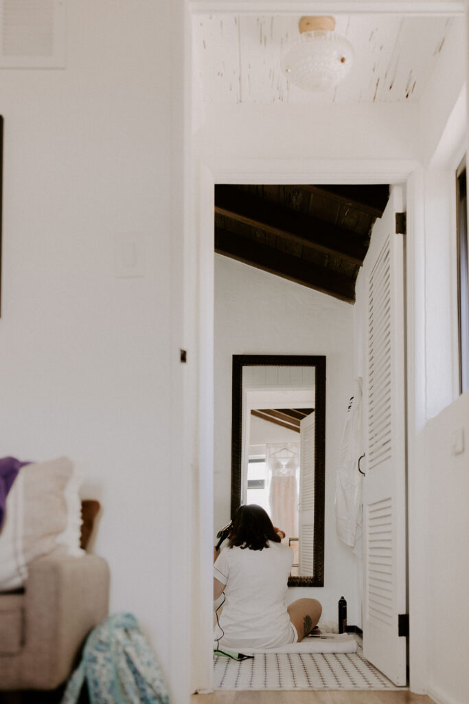 Bride getting ready on her wedding day