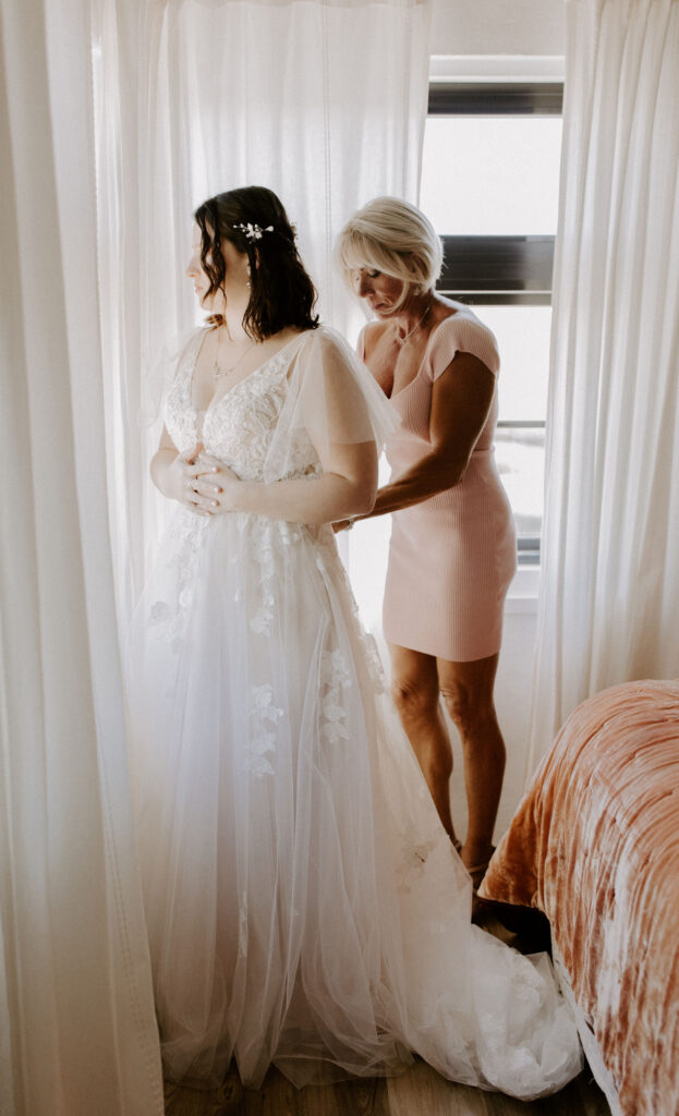 Bride getting ready for her St Augustine Elopement