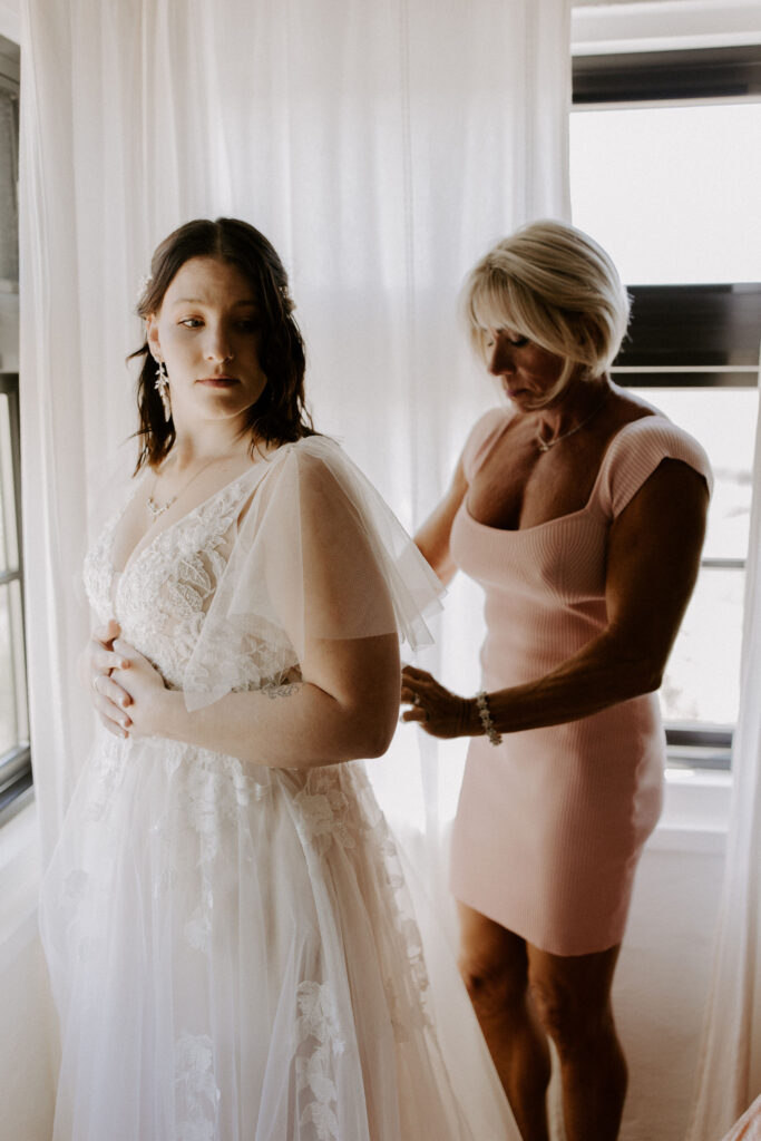 Bride getting ready for her St Augustine Elopement