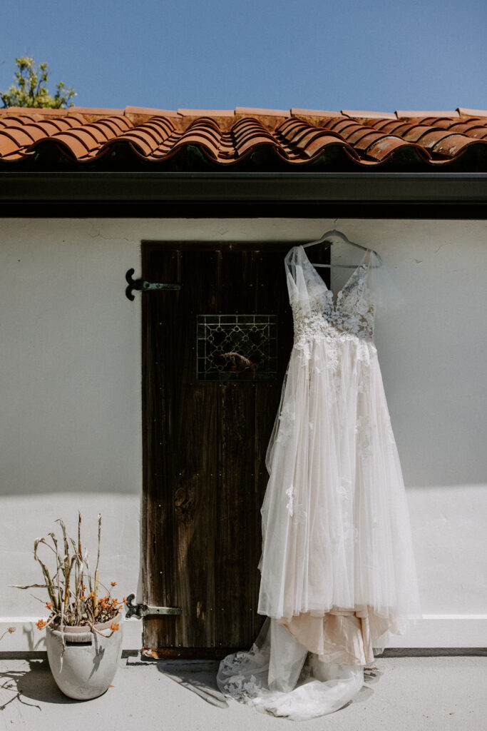 Wedding dress hanging