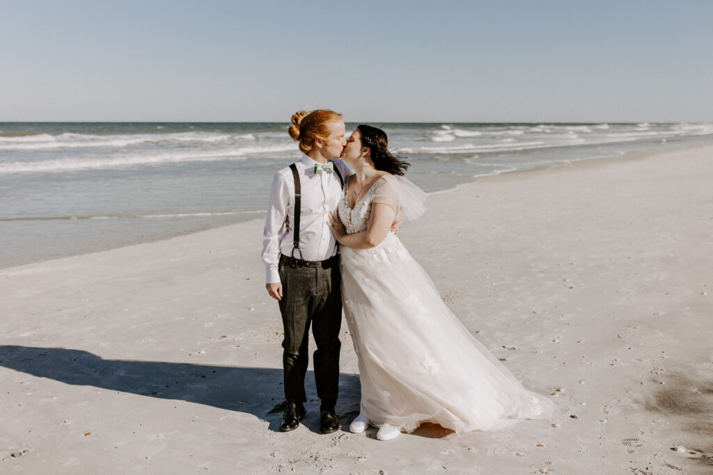 Bride and groom on the beach