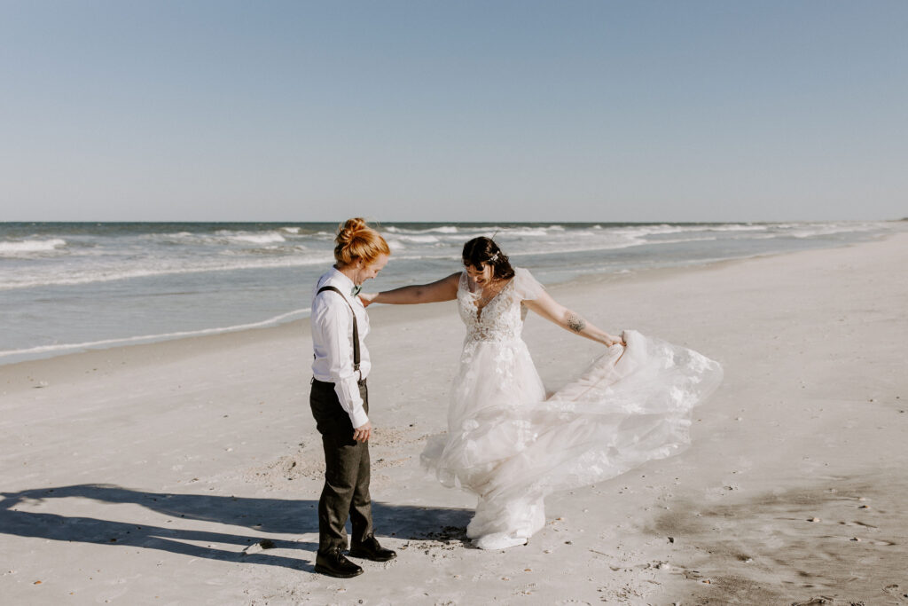 Bride and groom on the beach