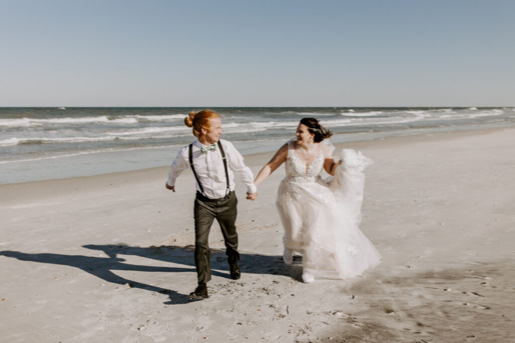 Bride and groom on the beach