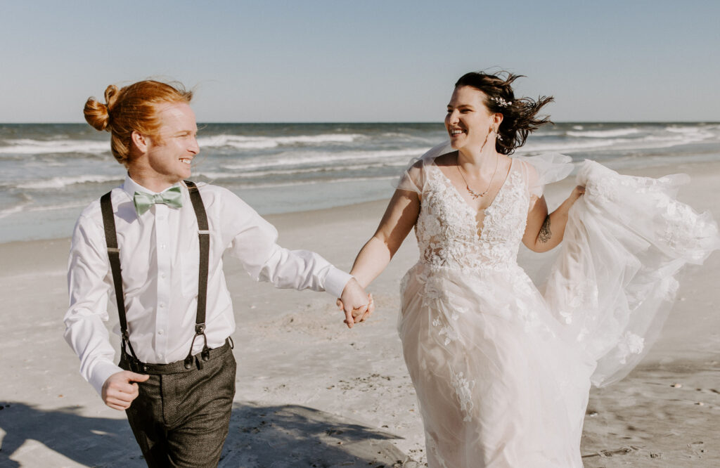 Bride and groom on the beach