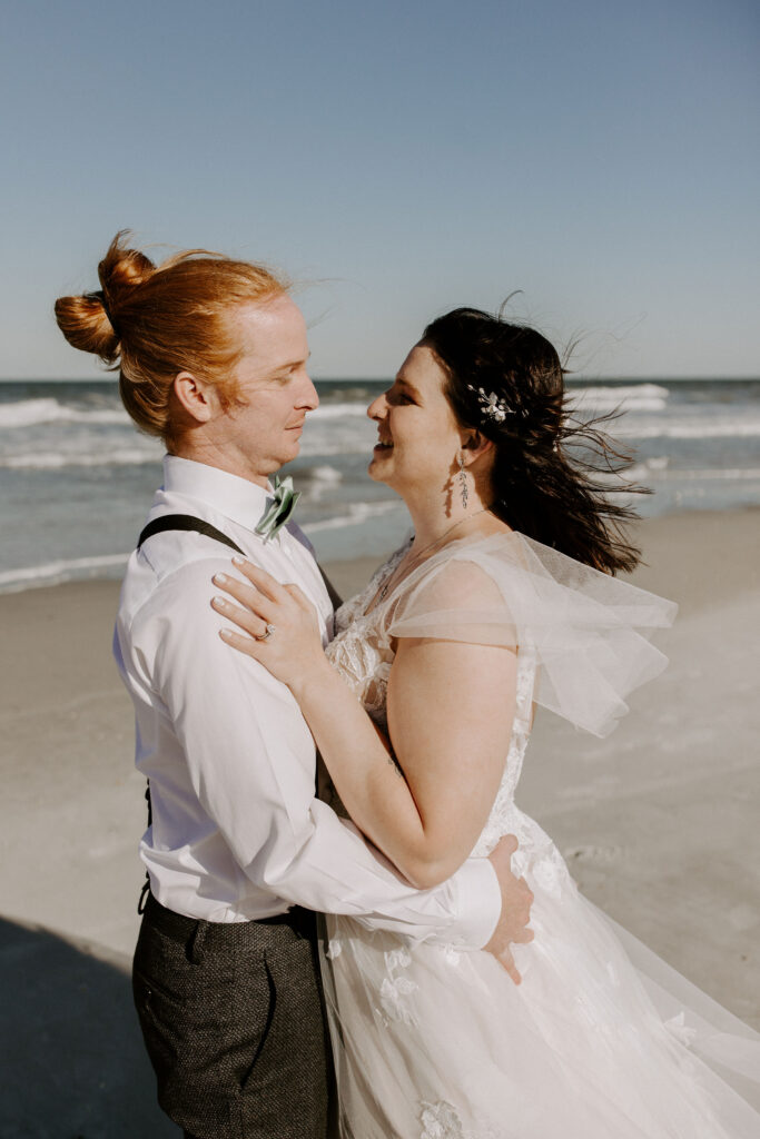 Bride and groom on the beach