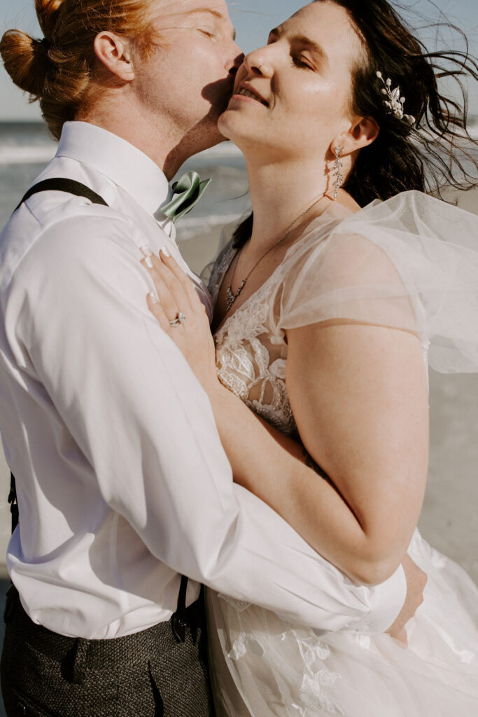 Bride and groom on the beach