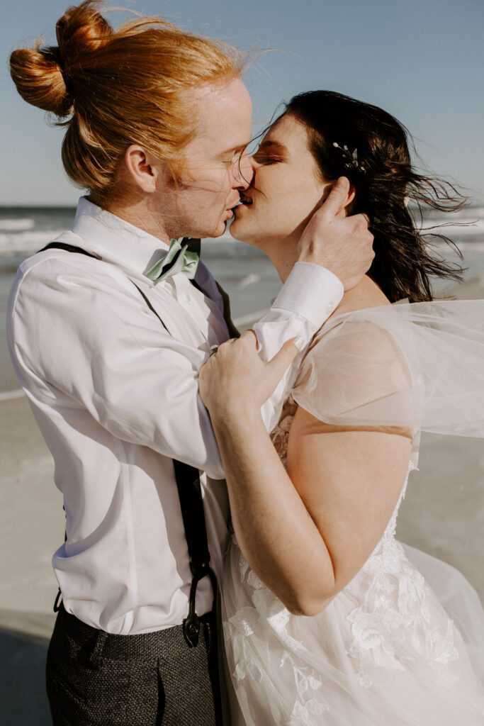 Bride and groom on the beach