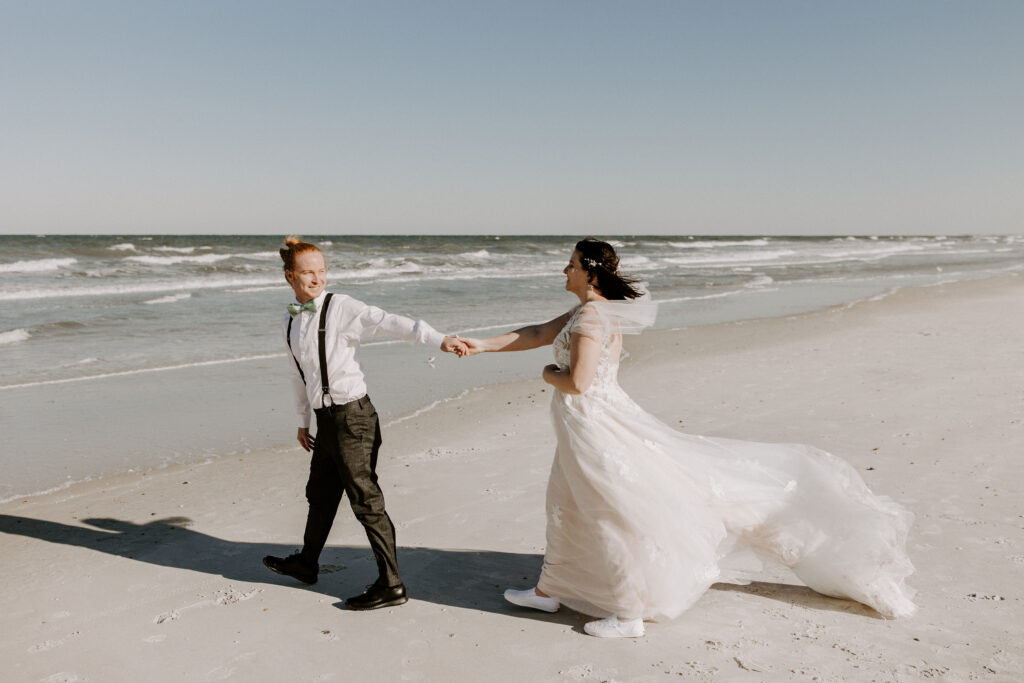 Bride and groom on the beach