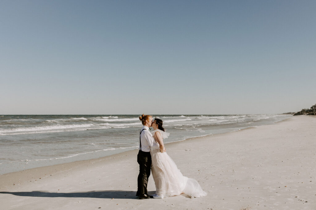 Bride and groom on the beach