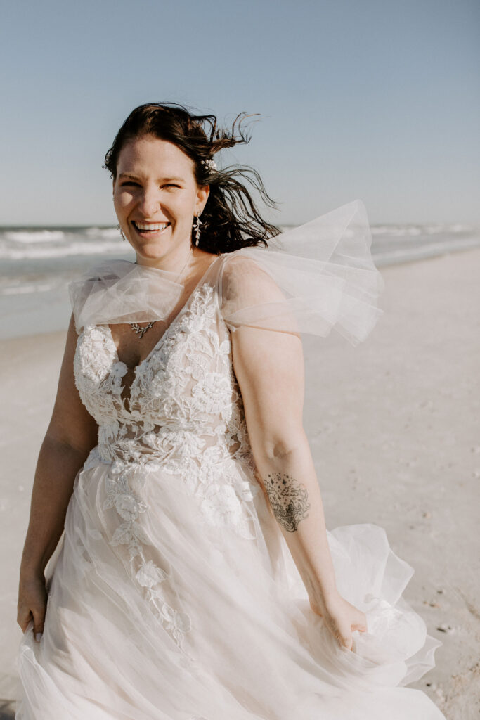 Bride and groom on the beach